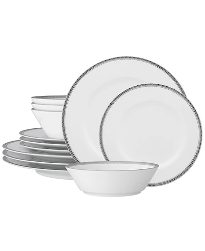 Noritake Whiteridge Platinum 12 Pc Set, Service For 4