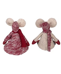 Northlight 17" Boy and Girl Sitting Plush Christmas Mice Figures, Set of 2
