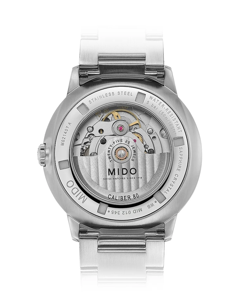 Mido Men's Swiss Automatic Commander Stainless Steel Bracelet Watch 40mm