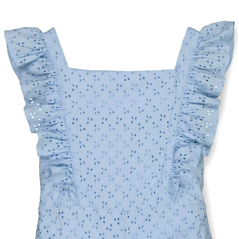 Hope & Henry Baby Girls Wide Leg Short Ruffle Sleeve Jumpsuit