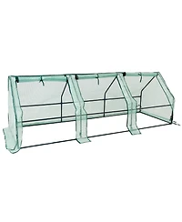 Outdoor Portable Mini Cloche Greenhouse with 3 Zipper Doors - Green