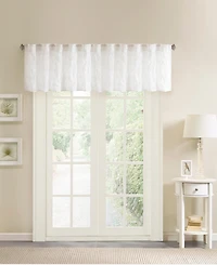 Madison Park Gemma Sheer Embroidered Rod pocket top finish Window Valance for Bedroom and kitchen, 18 inch valances for windows for Living Room, Width