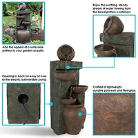 Sunnydaze Decor 39-Inch Cascading Earthenware Pottery Stream Outdoor Water Fountain
