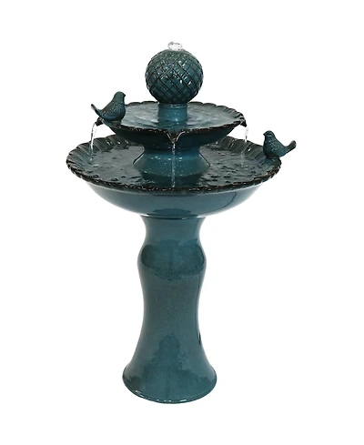27"H Electric Ceramic 2-Tier Resting Birds Outdoor Water Fountain