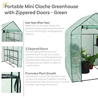 Portable Outdoor Grandeur Walk-In Greenhouse with 4 Steel Wire Shelves and Roll-Up Door - Green