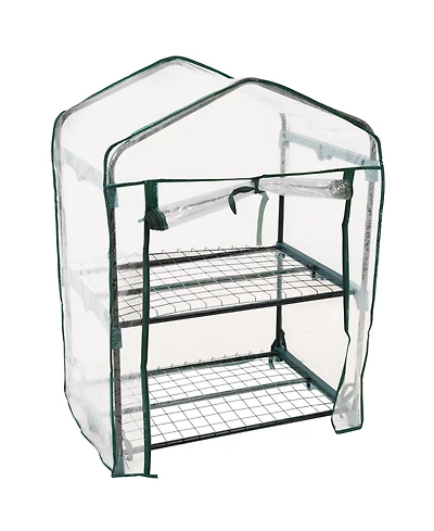 Outdoor Portable -Tier Mini Greenhouse with Roll-up Zippered Door and Steel Wire Shelves