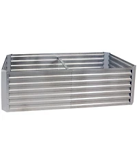 71-Inch Rectangular Raised Garden Bed - Galvalume Steel Vegetable Flower Bed Planter Kit - Silver