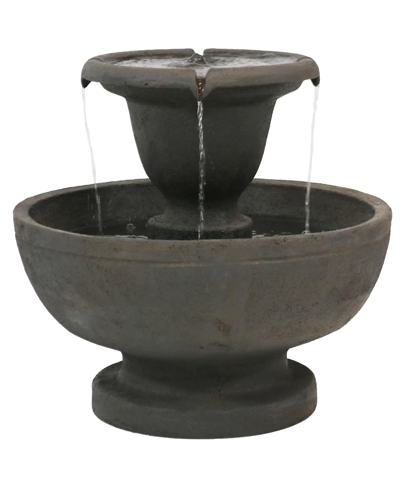 25"H Electric Polyresin 2-Tier Streaming Falls Outdoor Water Fountain