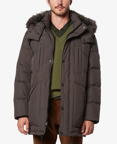 Marc New York Men's Tremont Down Parka with Faux Fur Trimmed Removable Hood