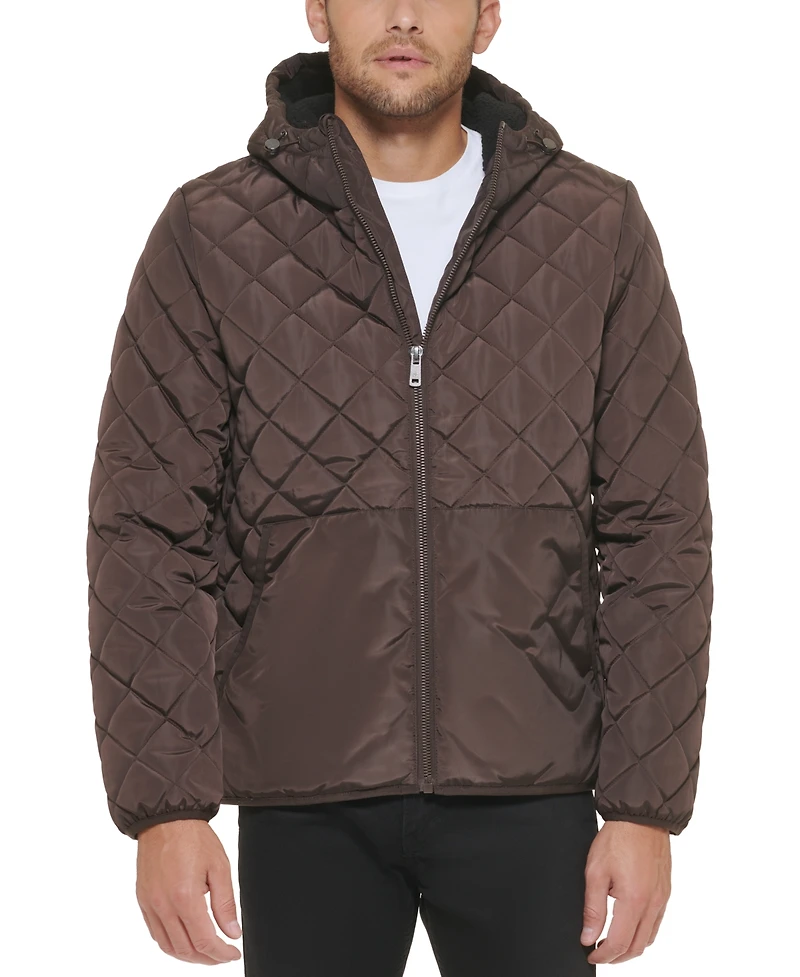 Kenneth Cole Men's Diamond Quilted Hooded Jacket