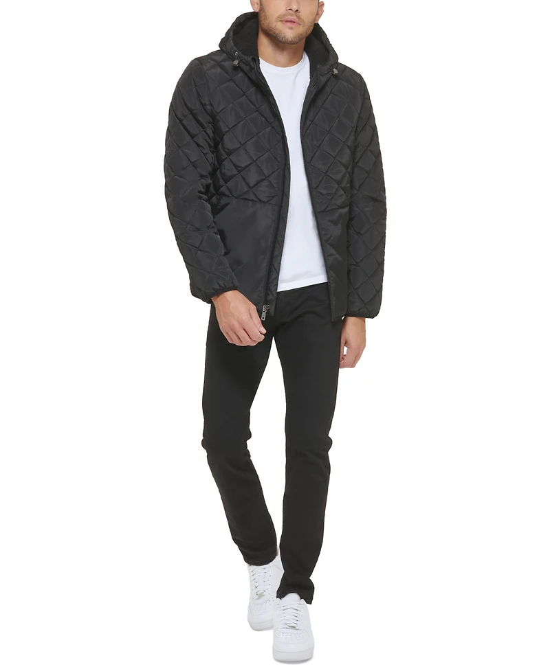 Kenneth Cole Men's Diamond Quilted Hooded Jacket