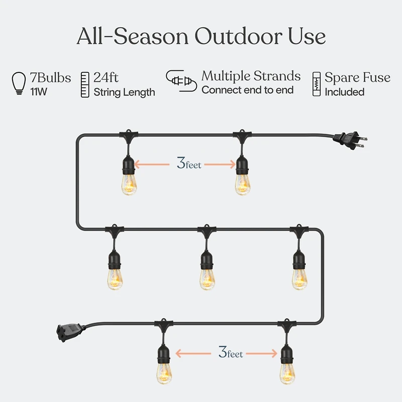 Brightech Ambience Pro 24 ft. Indoor/Outdoor Incandecent Weatherproof 11-Watt String Lights