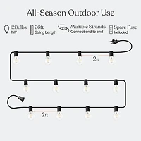 Brightech Ambience Pro 26 ft. Led Indoor/Outdoor Plug-In String Lights with Soft White Hue