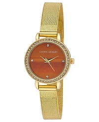 Laura Ashley Women's Gemstone Gold-Tone Alloy Bracelet Watch 26mm