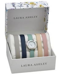 Laura Ashley Women's Quartz Multi-Colored Polyurethane Straps Watch 26mm Set