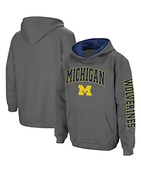 Youth Boys Colosseum Charcoal Michigan Wolverines 2-Hit Team Pullover Hoodie