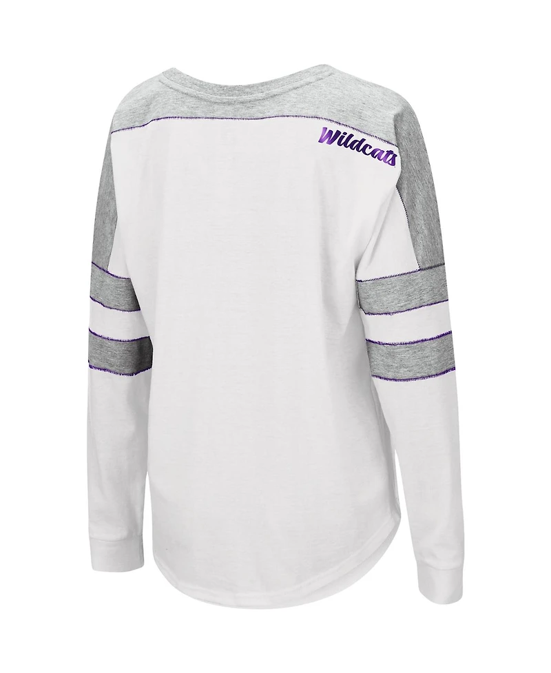 Women's Colosseum White Kansas State Wildcats Trey Dolman Long Sleeve T-shirt