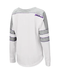 Women's Colosseum White Kansas State Wildcats Trey Dolman Long Sleeve T-shirt
