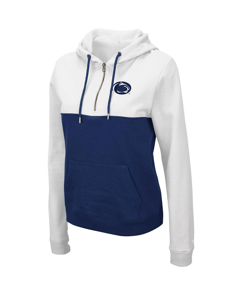 Women's Colosseum White, Navy Penn State Nittany Lions Aidan Half-Zip Hoodie
