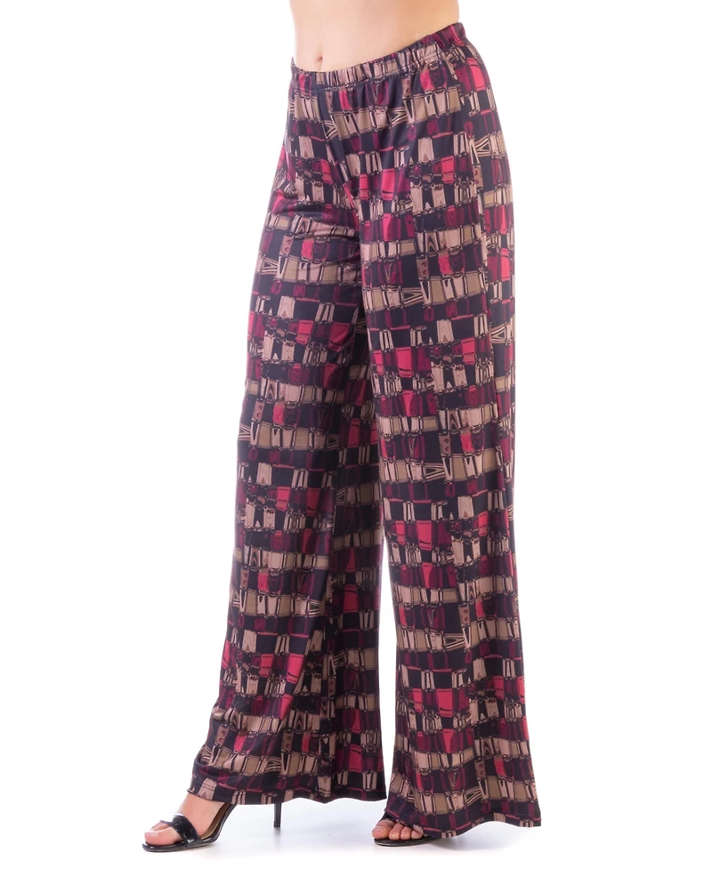 24seven Comfort Apparel Women's Elastic Waist Palazzo Pants