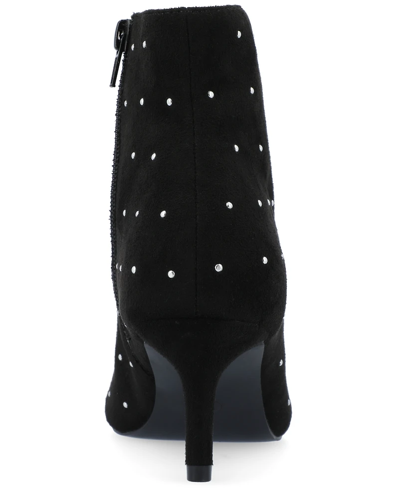 Journee Collection Women's Rossia Stud Embellished Pointed Toe Kitten Heel Dress Booties