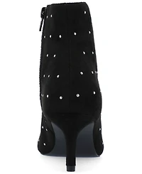 Journee Collection Women's Rossia Stud Embellished Pointed Toe Kitten Heel Dress Booties