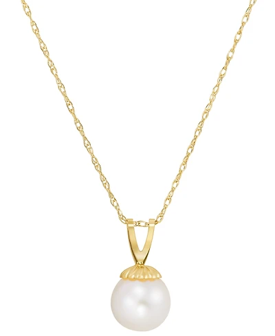 Cultured Freshwater Pearl (6-3/4mm) 18" Pendant Necklace in 14k Gold