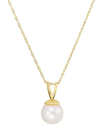 Cultured Freshwater Pearl (6-3/4mm) 18" Pendant Necklace in 14k Gold