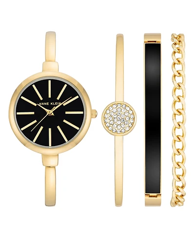 Anne Klein Women's Gold-Tone Alloy Bangle Watch 32mm and Bracelet Set