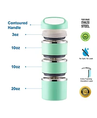Stackable Compartment Lunch Box With Lunch Bag, Cutlery Set