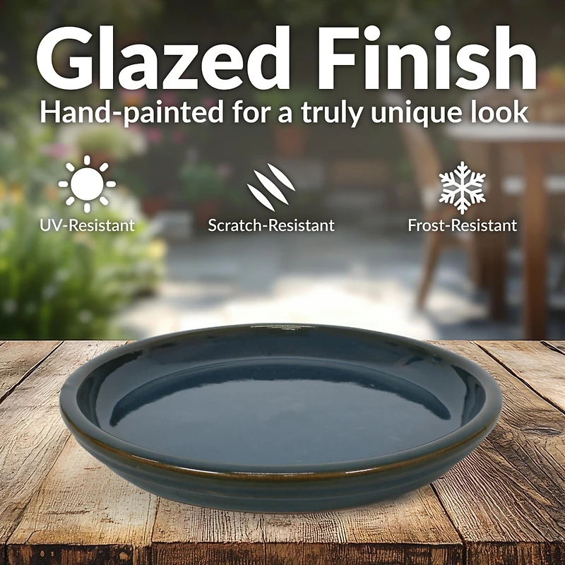 Outdoor/Indoor High-Fired Glazed Uv- and Frost-Resistant Ceramic Flower Pot Planter Saucers
