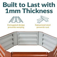 11.75" H Raised Metal Garden Bed - Galvanized Raised Garden Bed Outdoor for Vegetables and Flowers - Woodgrain - Hexagon