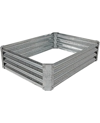 Galvanized Raised Garden Bed Outdoor - Metal Planter Box for Gardening Vegetables and Plants - 12" H Rectangle - Silver
