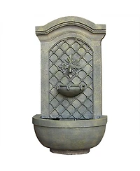 Sunnydaze Decor Rosette 31-Inch Polystone Outdoor Solar Wall Fountain - French Limestone Finish