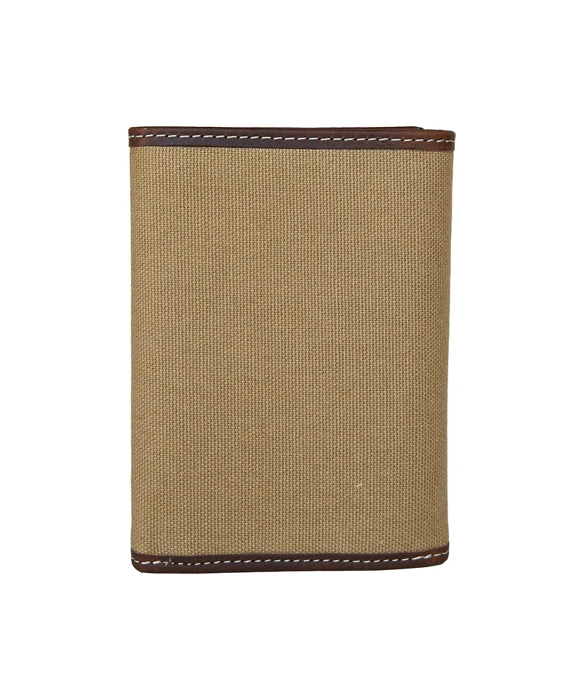 Lucky Brand Men's Canvas with Leather Trim Trifold Wallet