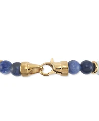 Legacy for Men by Simone I. Smith Lapis Lazuli & White Agate Bead Stretch Bracelet in Gold-Tone Ion-Plated Stainless Steel