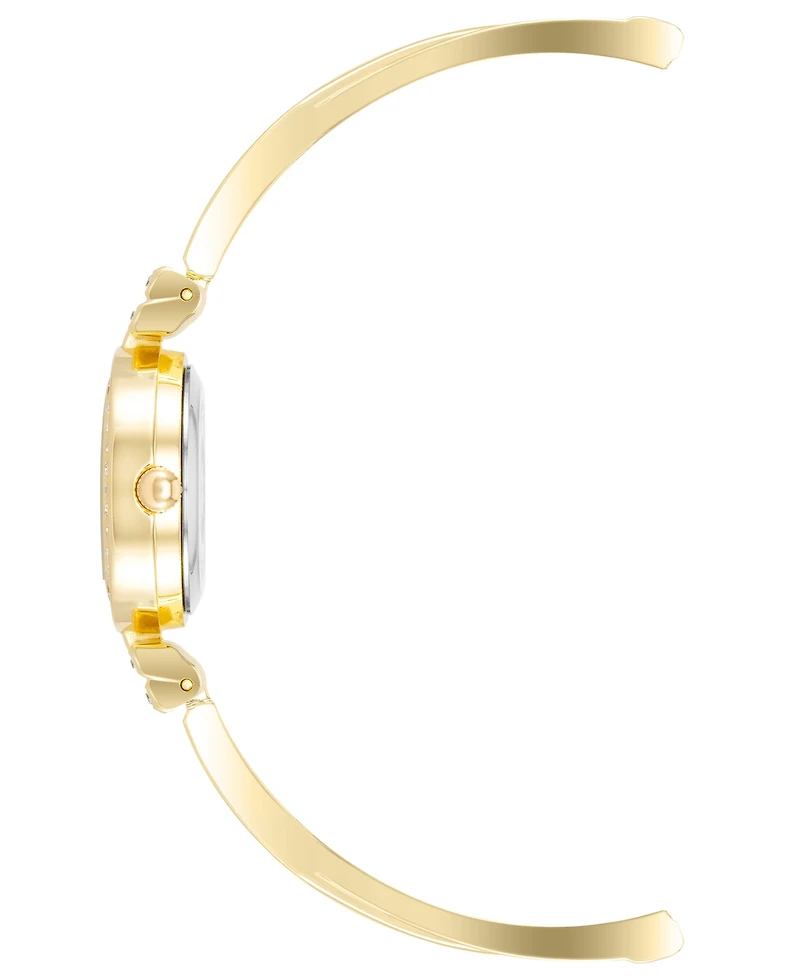 Anne Klein Women's Gold-Tone Alloy Bangle with Crystals Fashion Watch 24mm and Bracelet Set