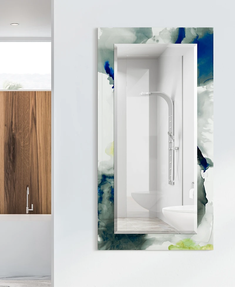 Empire Art Direct 'Ephemeral' Rectangular On Free Floating Printed Tempered Art Glass Beveled Mirror, 54" x 28"