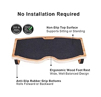 StrongTek Rocking Non-Slip Wood Balance Board, Under Desk Foot Rest For Home And Office