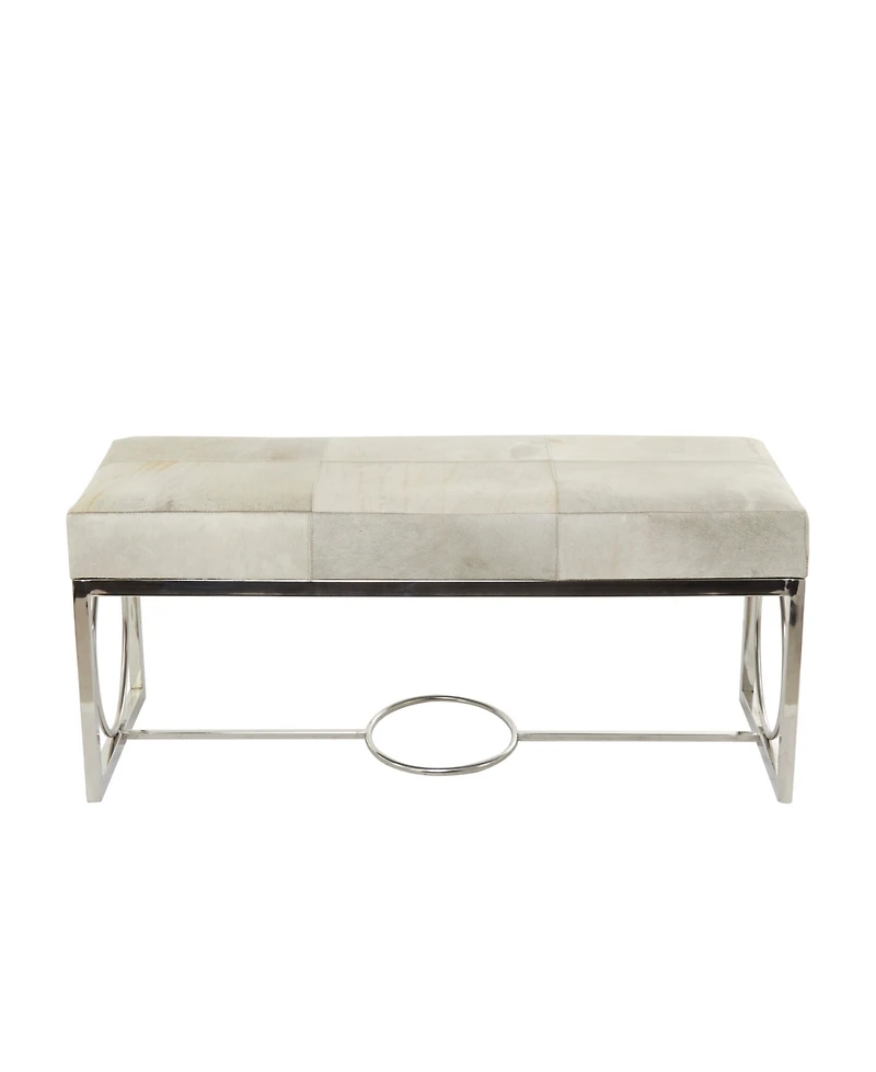 Rosemary Lane Stainless Steel Contemporary Bench, 48" x 18" x 17"