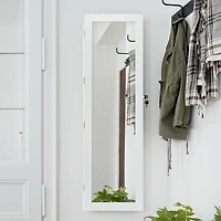 Costway Wall Mounted Mirrored Jewelry Cabinet Organizer w/Led Lights