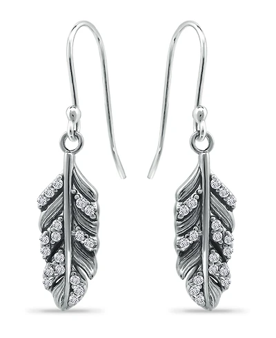 Giani Bernini Cubic Zirconia Pave Feather Drop Earrings in Sterling Silver