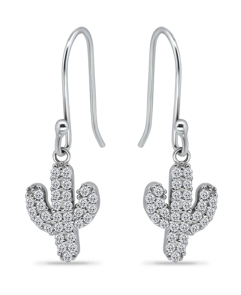 Giani Bernini Cubic Zirconia Pave Cactus Drop Earrings in Sterling Silver