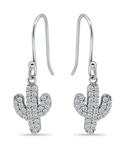 Giani Bernini Cubic Zirconia Pave Cactus Drop Earrings in Sterling Silver
