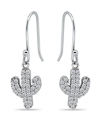 Giani Bernini Cubic Zirconia Pave Cactus Drop Earrings in Sterling Silver
