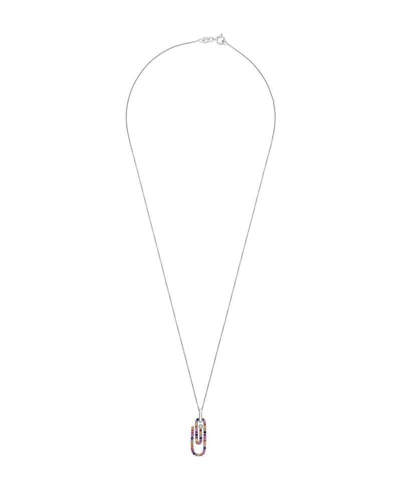 Macy's Citrine, grown Pink Sapphire, Amethyst, grown Blue Sapphire, Peridot and grown White Sapphire Clip Pendant Necklace in Sterling Silver