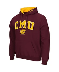 Men's Colosseum Maroon Cent. Michigan Chippewas Arch and Logo Pullover Hoodie