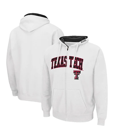 Men's Colosseum White Texas Tech Red Raiders Arch and Logo 3.0 Full-Zip Hoodie