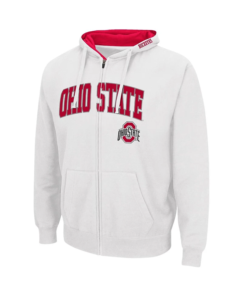 Men's Colosseum White Ohio State Buckeyes Arch and Logo 3.0 Full-Zip Hoodie