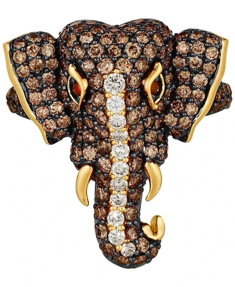 Le Vian Diamond (2 ct. t.w.) & Passion Ruby Accent Elephant Ring 14k Gold